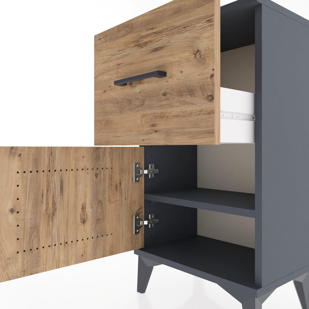 Woodntry Modüler Komodin Çekmece ve Kapaklı V1 44x30x68 cm Antrasit - Woodntry