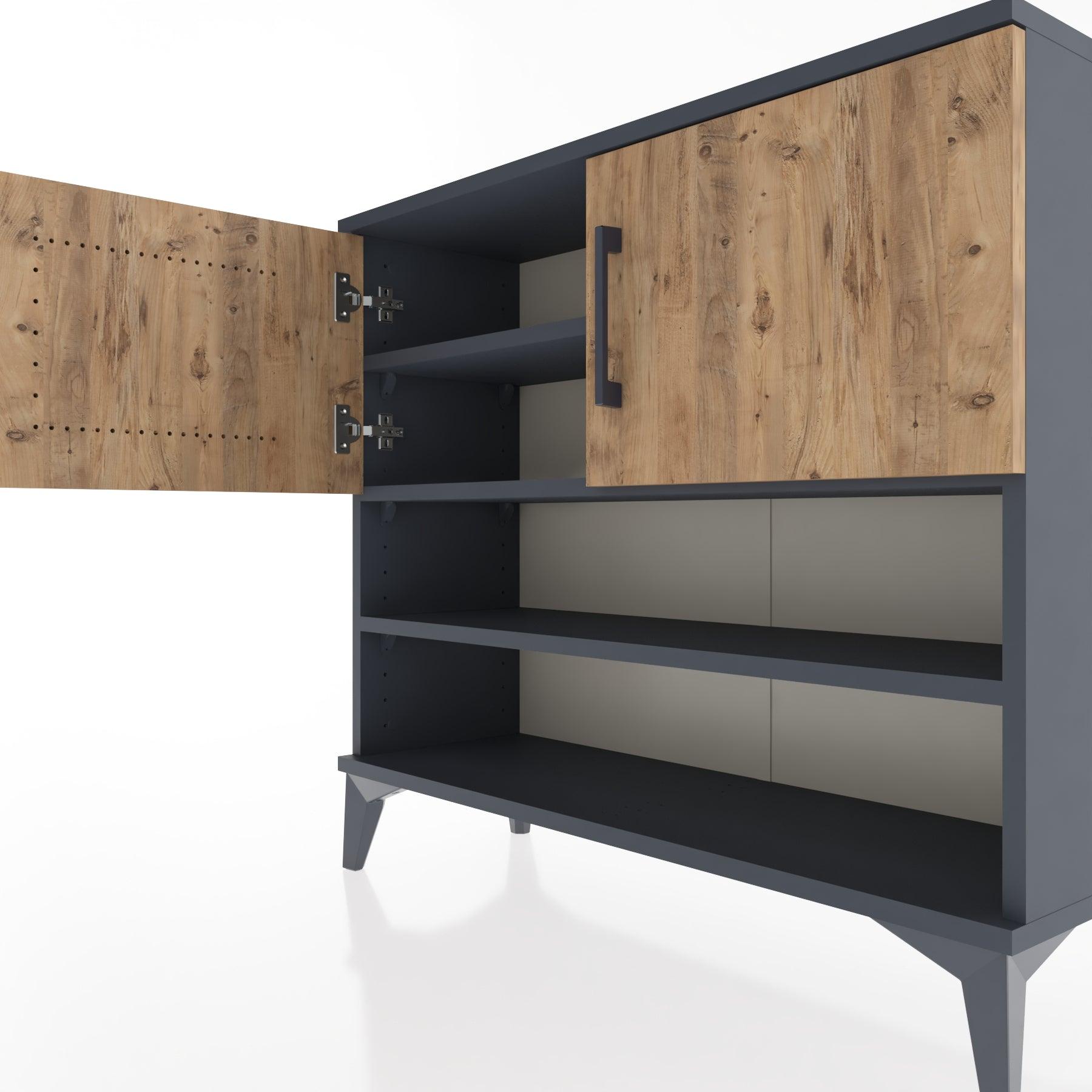 Woodntry Modüler Şifonyer İki Kapak ve Raflı V2 88x30x68 cm Çam - Woodntry