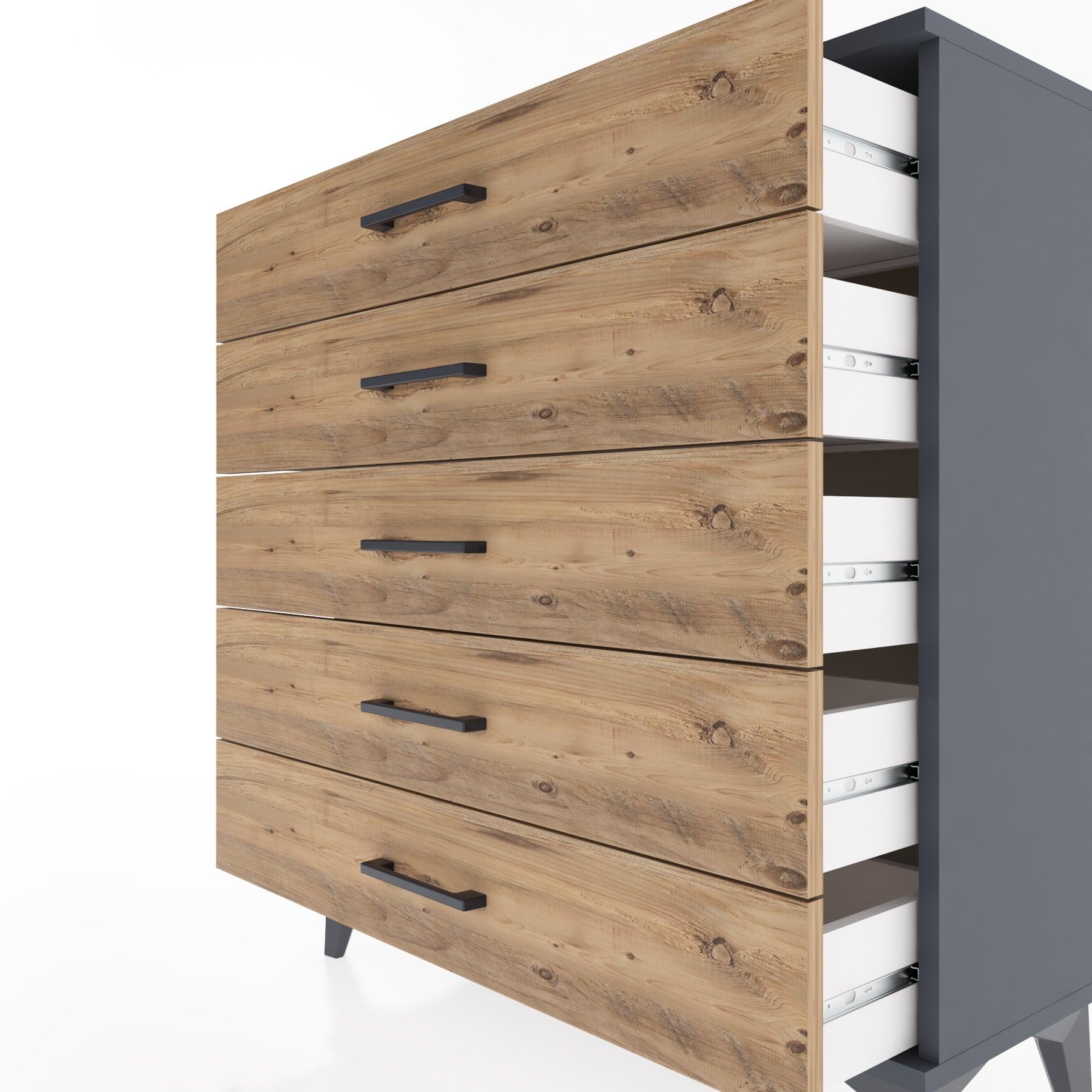 Woodntry Modular Dresser Anthracite 88x30x84 cm Drawer C1-2