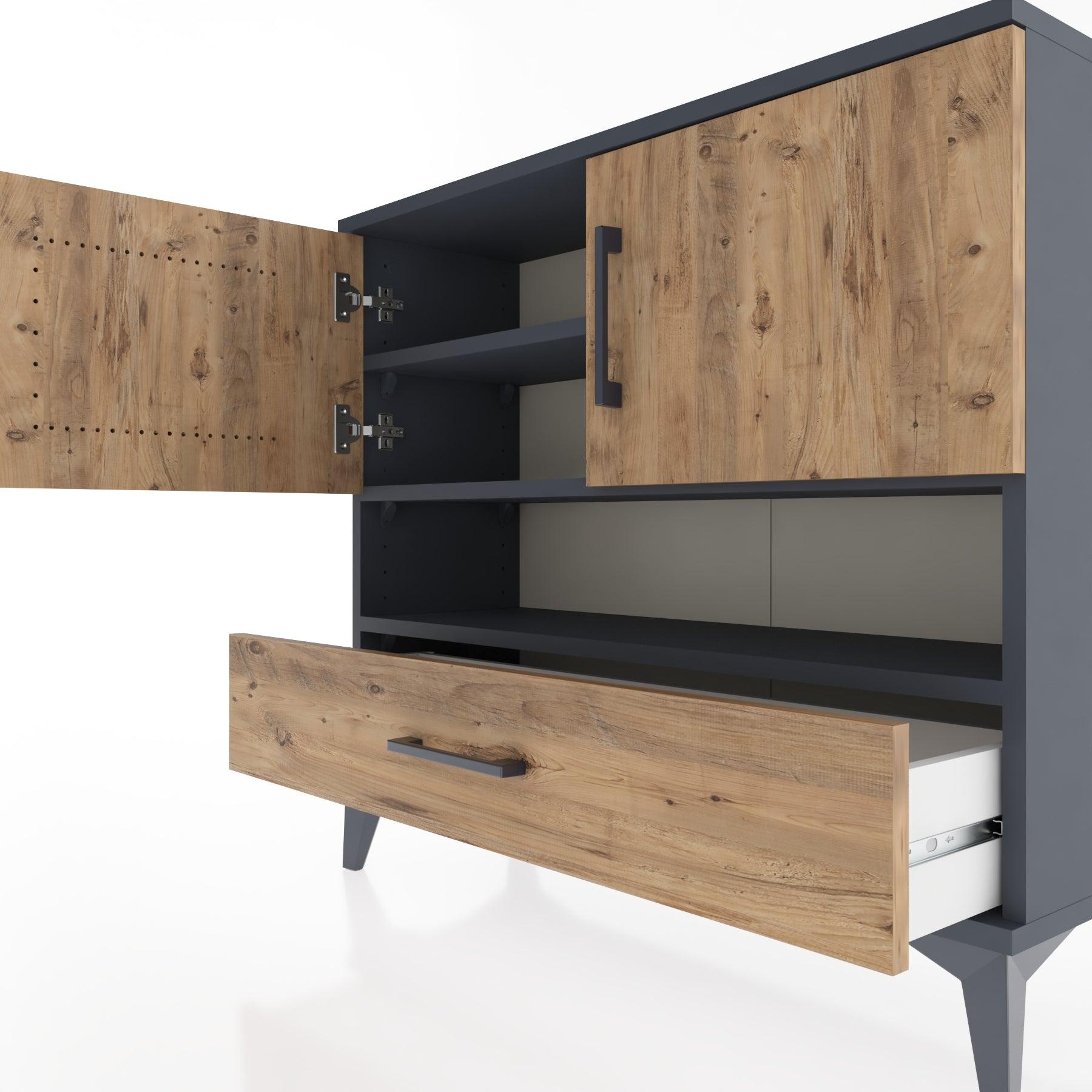 Woodntry Modüler Şifonyer İki Kapaklı T1 88x30x94 cm Antrasit - Woodntry