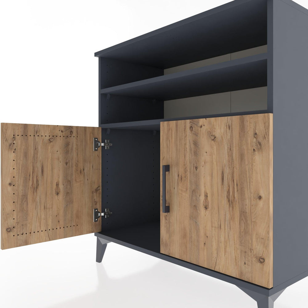 Woodntry Modüler Şifonyer Antrasit 88x44x84 cm Kapaklı ve Raflı KR39-2