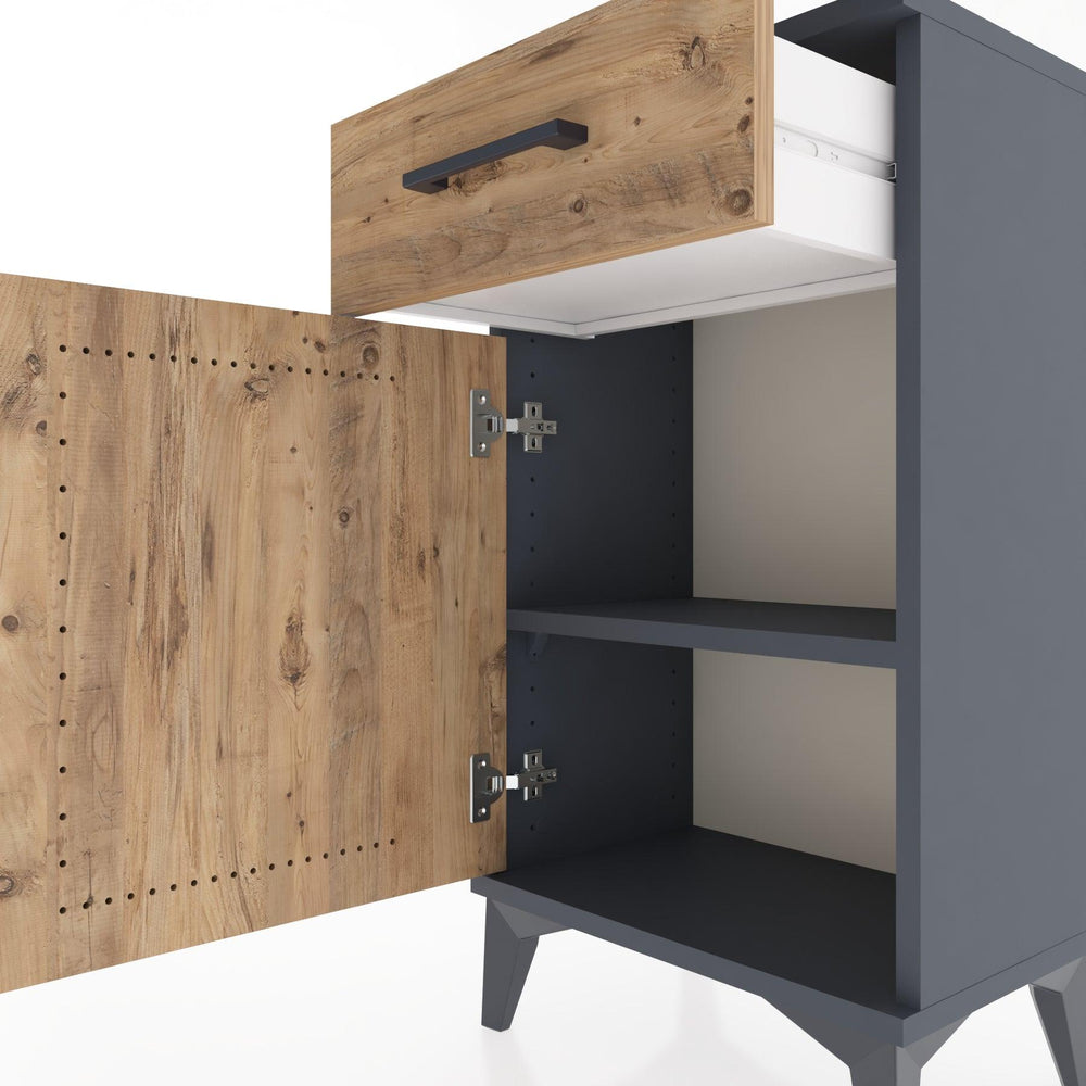 Woodntry Modüler Komodin Çekmece ve Kapaklı V4 44x30x68 cm Antrasit - Woodntry