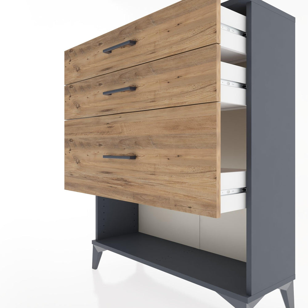 Woodntry Modular Dresser Anthracite 88x30x94 cm with Drawers and Shelves CR15-2