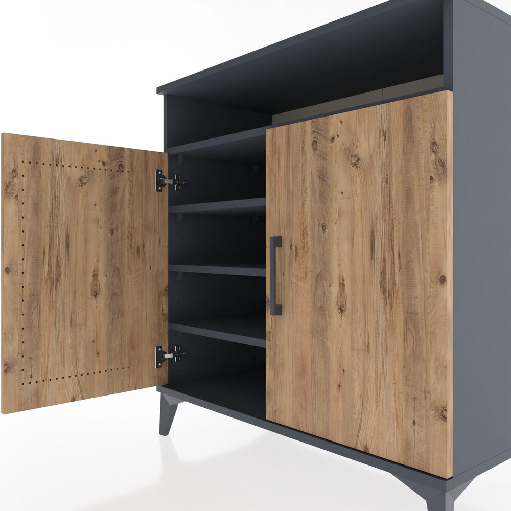 Woodntry Modüler Şifonyer Antrasit 88x44x84 cm Kapaklı ve Raflı KR82-2