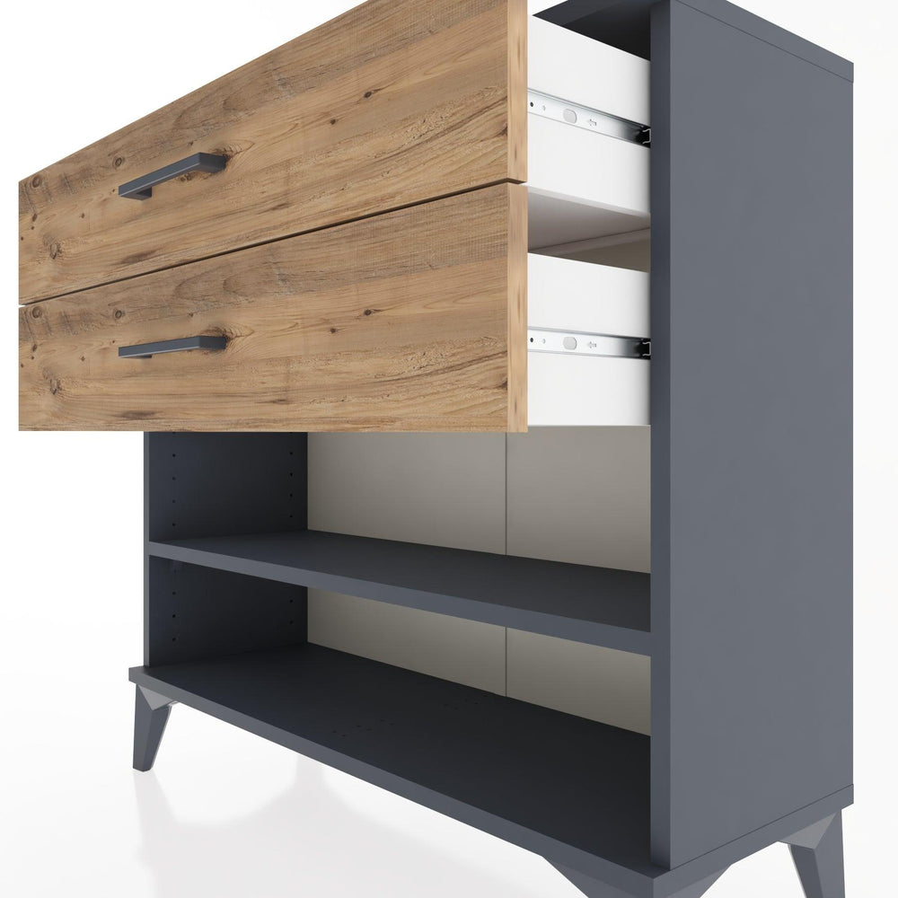 Woodntry Modüler Şifonyer İki Çekmeceli V1 88x30x68 cm Antrasit - Woodntry