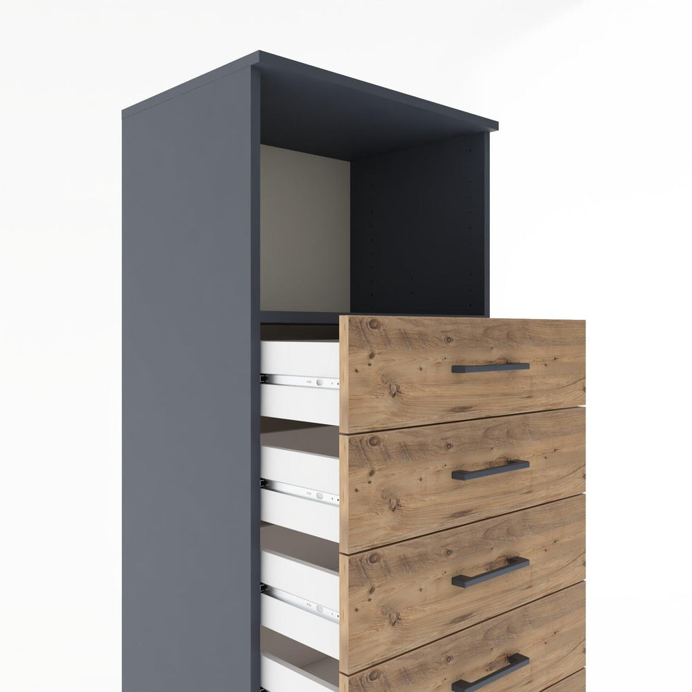 Woodntry Modüler Dolap Antrasit 60x44x170 cm Çekmeceli ve Raflı CR38-2