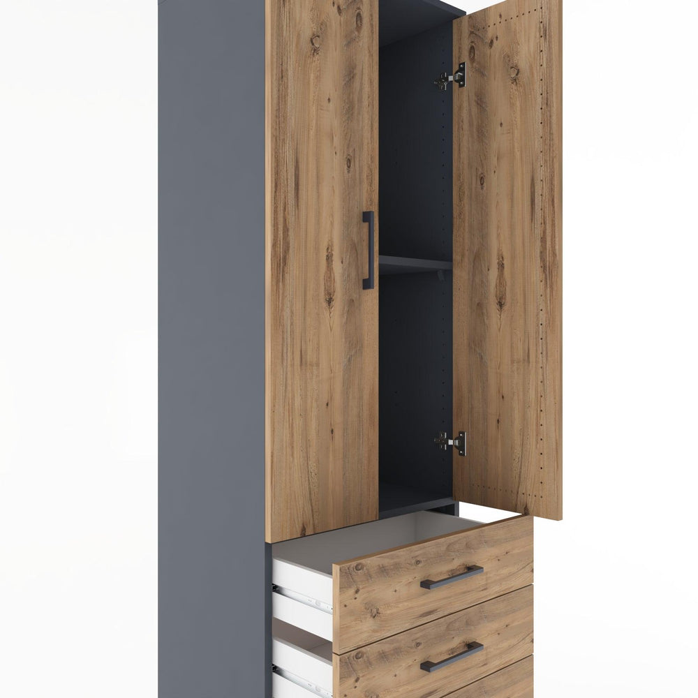 Woodntry Modular Cabinet Anthracite 60x44x170 cm with Doors and Drawers KC6-2