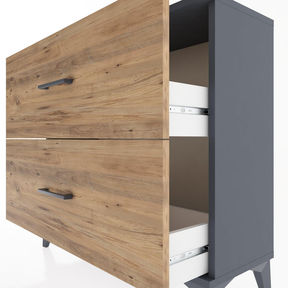 Woodntry Modüler Şifonyer İki Çekmeceli V4 88x30x68 cm Antrasit - Woodntry