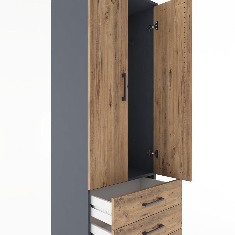 Woodntry Modular Cabinet Anthracite 60x44x170 cm with Doors and Drawers KC28-2