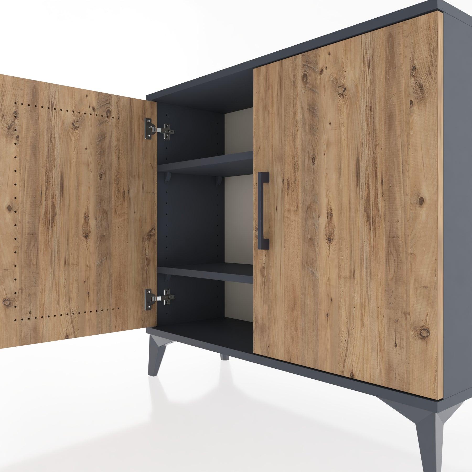 Woodntry Modüler Şifonyer İki Kapaklı V1 88x30x68 cm Antrasit - Woodntry