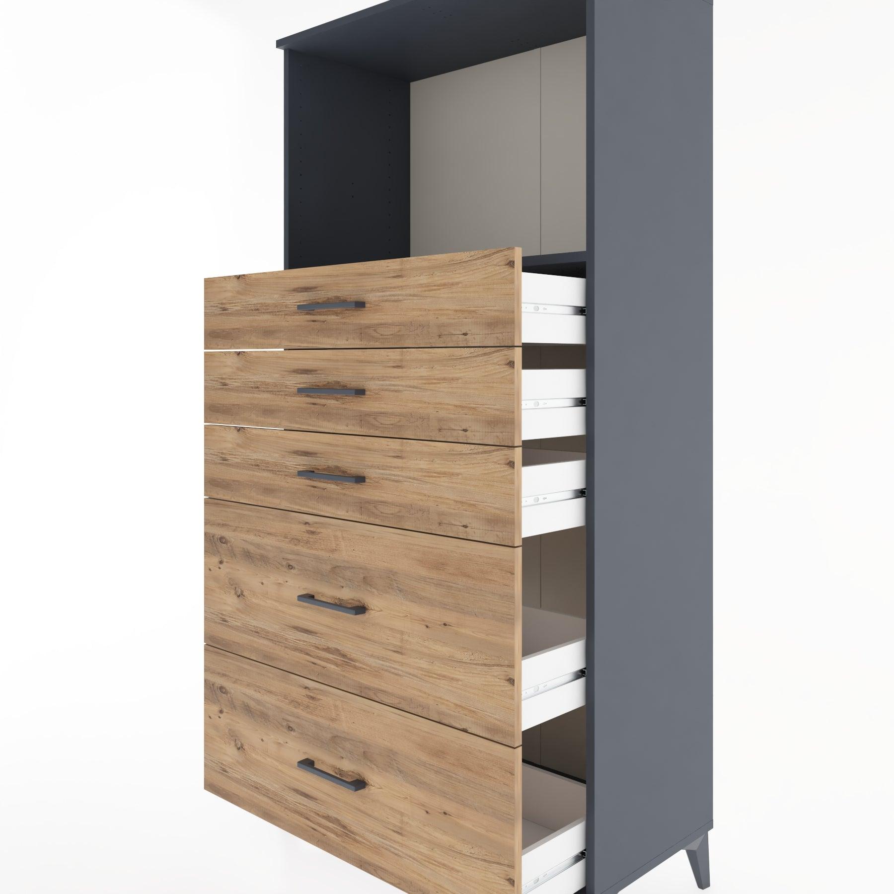Woodntry Modular Cabinet Anthracite 88x44x170 cm with Drawers and Shelves CR46-2