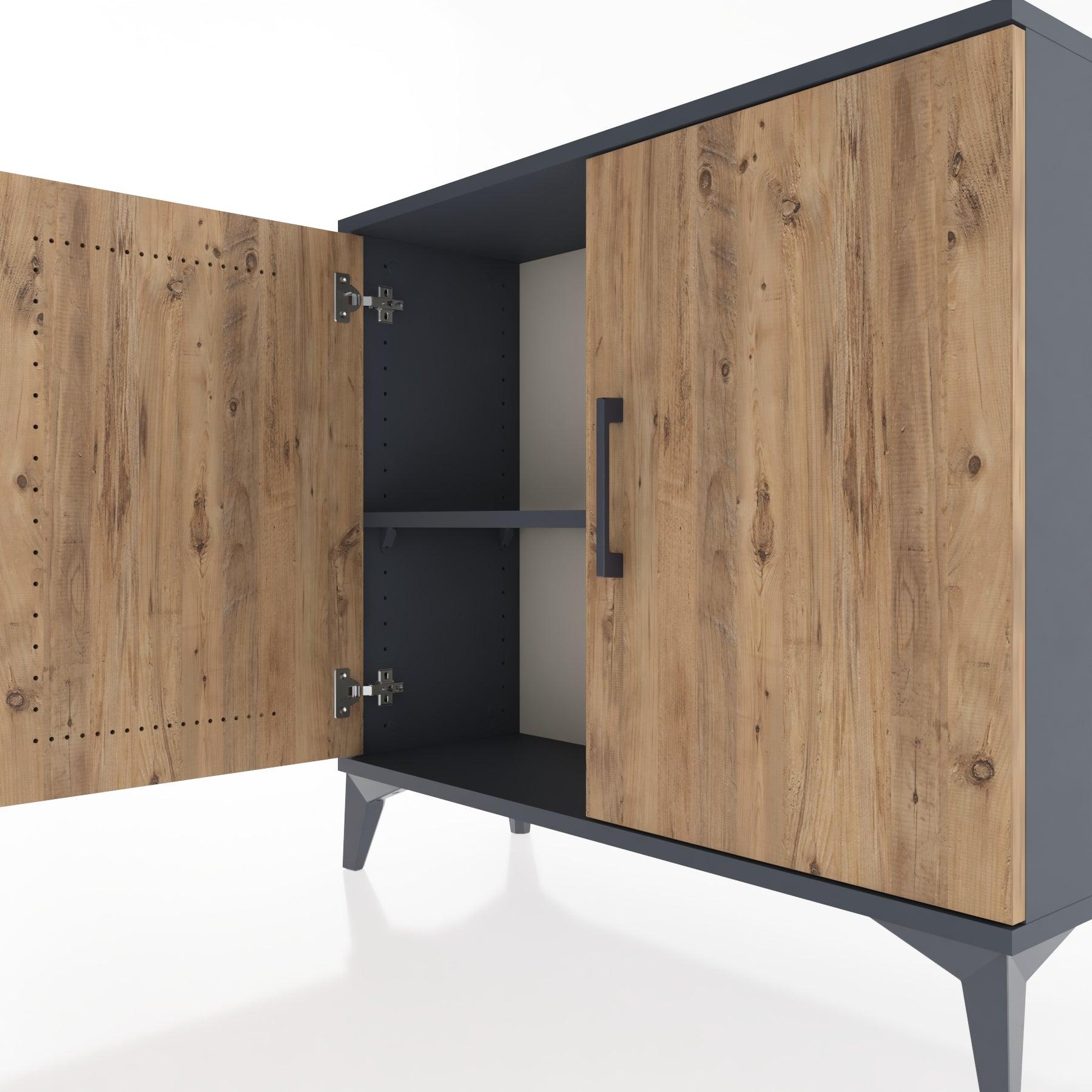 Woodntry Modüler Şifonyer İki Kapaklı V2 88x30x68 cm Antrasit - Woodntry