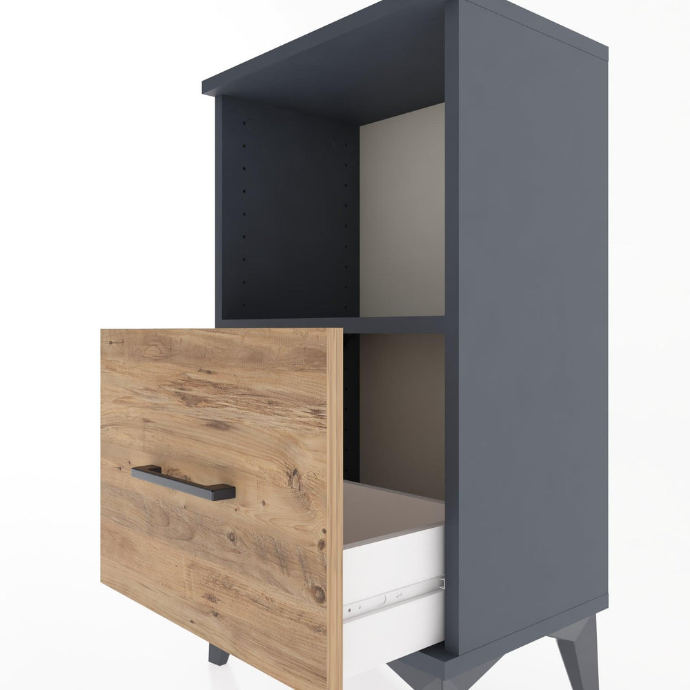 Woodntry Modüler Komodin Tek Çekmece ve Raflı V2 44x30x68 cm Antrasit - Woodntry