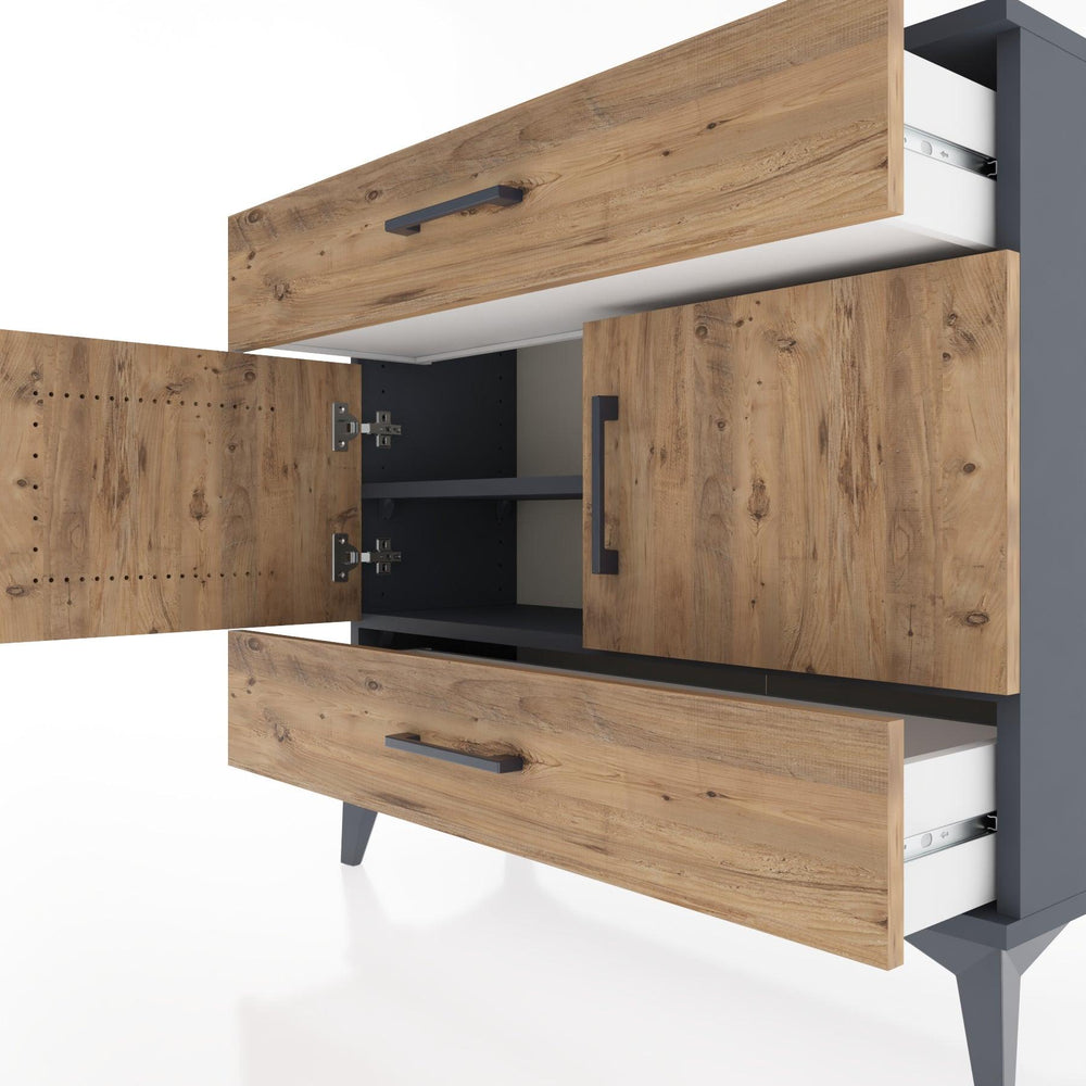 Woodntry Modüler Şifonyer Çekmece ve Kapaklı T2 88x30x94 cm Antrasit - Woodntry