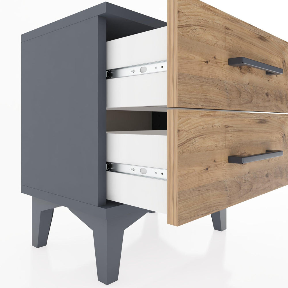 Woodntry Modüler Komodin İki Çekmeceli 44x30x36 cm Antrasit - Woodntry