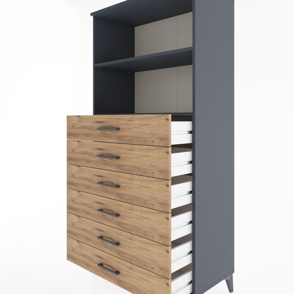 Woodntry Modular Cabinet Anthracite 88x44x170 cm with Drawers and Shelves CR34-2
