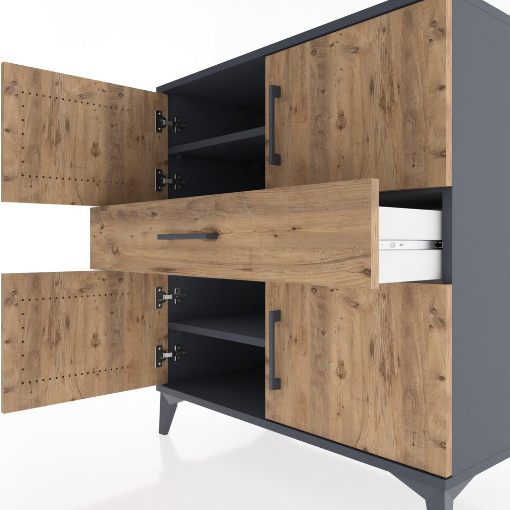 Woodntry Modular Dresser Anthracite 88x44x84 cm with Cover and Drawer KC101-2