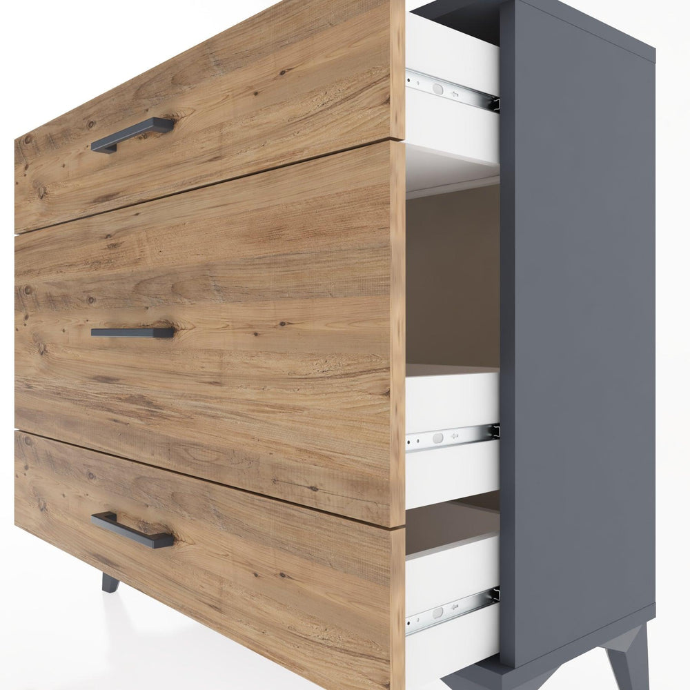 Woodntry Modüler Şifonyer Üç Çekmeceli V5 88x30x68 cm Antrasit - Woodntry