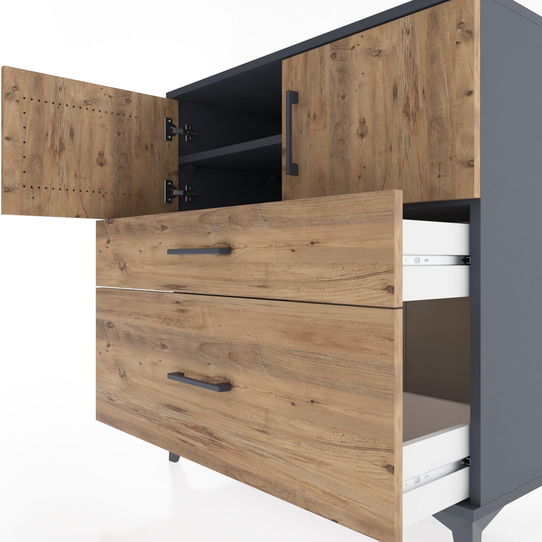 Woodntry Modular Dresser Anthracite 88x44x84 cm with Cover and Drawer KC109-2