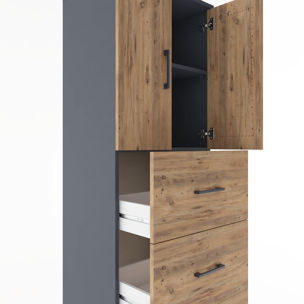 Woodntry Modular Cabinet Anthracite 60x44x170 cm with Doors and Drawers KC24-2