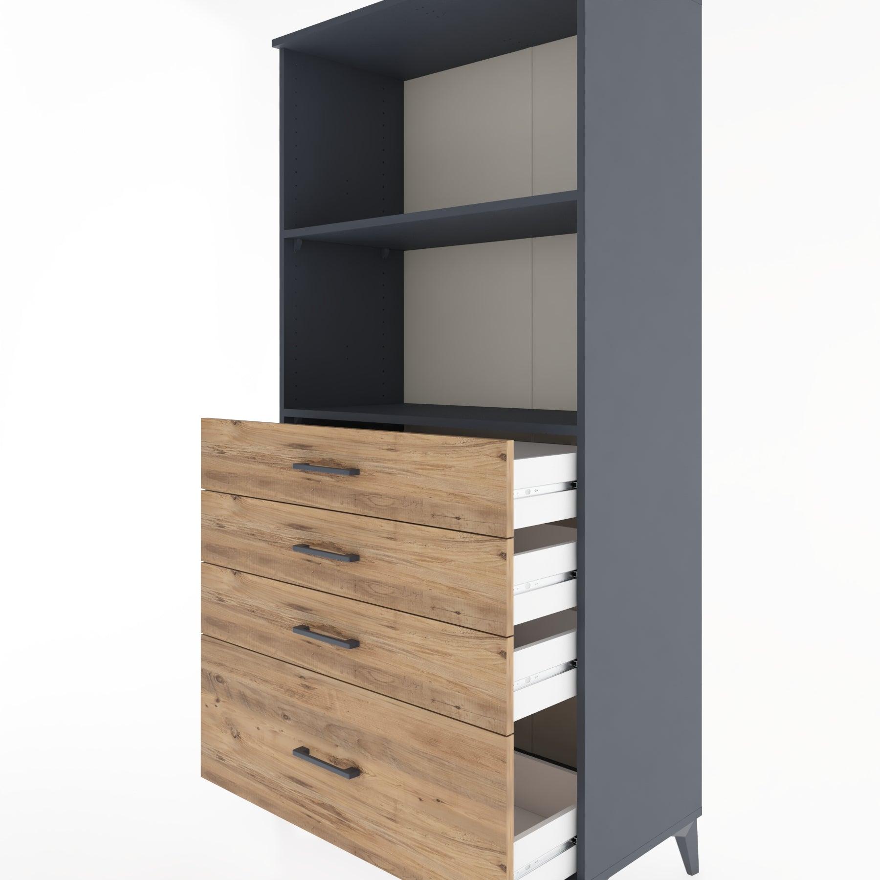 Woodntry Modular Cabinet Anthracite 88x44x170 cm with Drawers and Shelves CR41-2