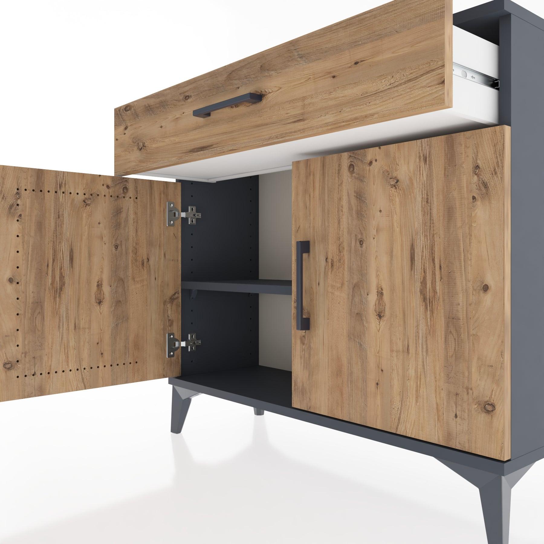 Woodntry Modüler Şifonyer Çekmece ve Kapaklı V1 88x30x68 cm Antrasit - Woodntry