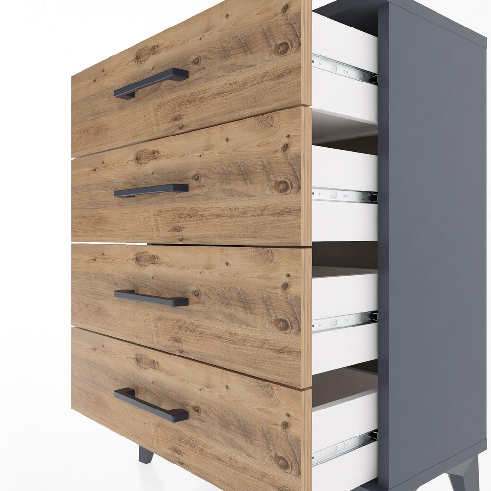 Woodntry Modüler Komodin Antrasit 60x30x68 cm Çekmeceli C1-2