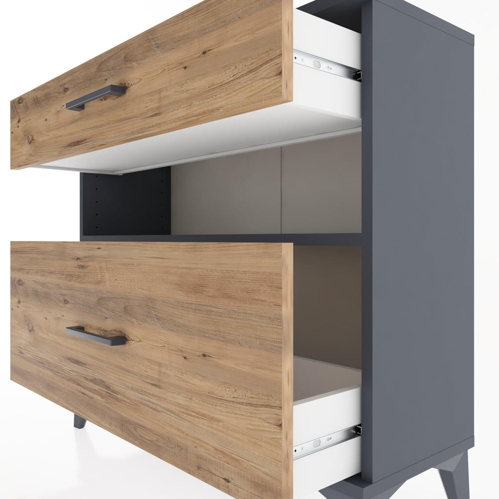 Woodntry Modüler Şifonyer İki Çekmeceli V9 88x30x68 cm Antrasit - Woodntry