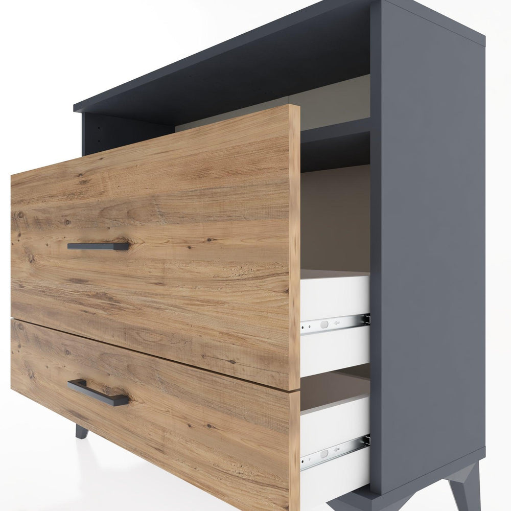 Woodntry Modüler Şifonyer İki Çekmeceli V7 88x30x68 cm Antrasit - Woodntry