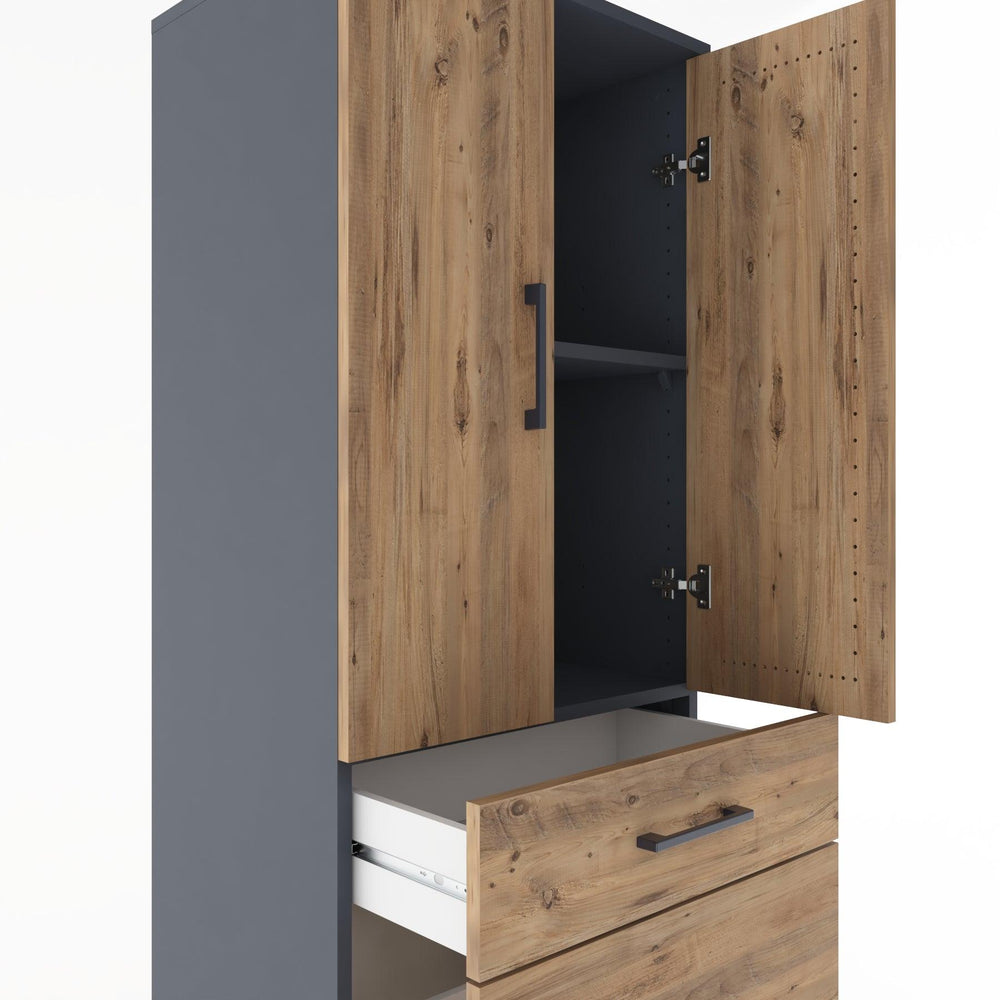 Woodntry Modular Cabinet Anthracite 60x44x170 cm with Doors and Drawers KC20-2