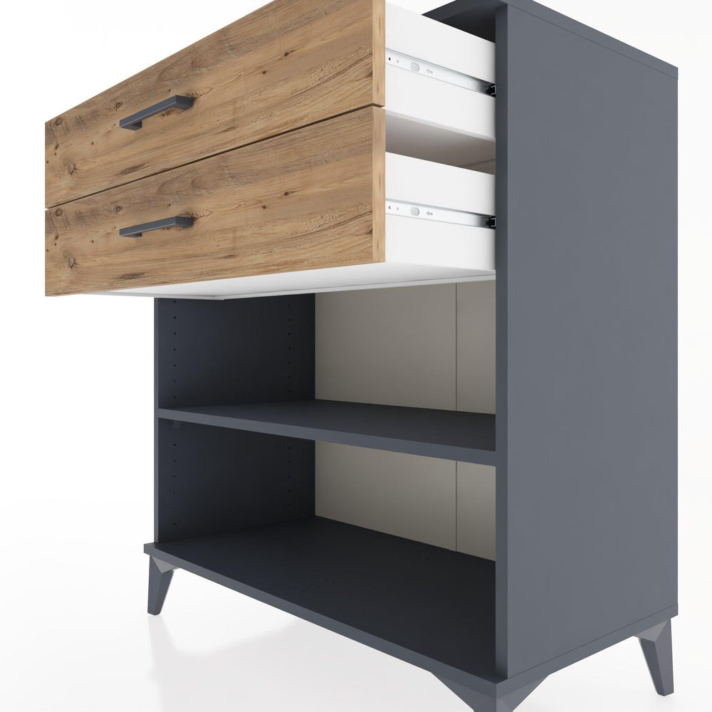 Woodntry Modüler Şifonyer Antrasit 88x44x84 cm Çekmeceli ve Raflı CR14-2