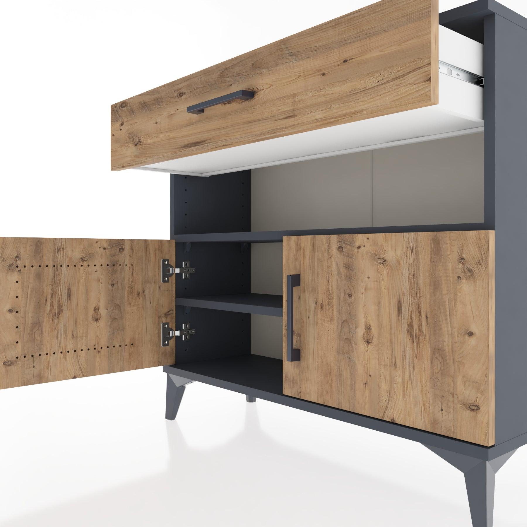 Woodntry Modüler Şifonyer Çekmece ve Kapaklı T1 88x30x94 cm Antrasit - Woodntry