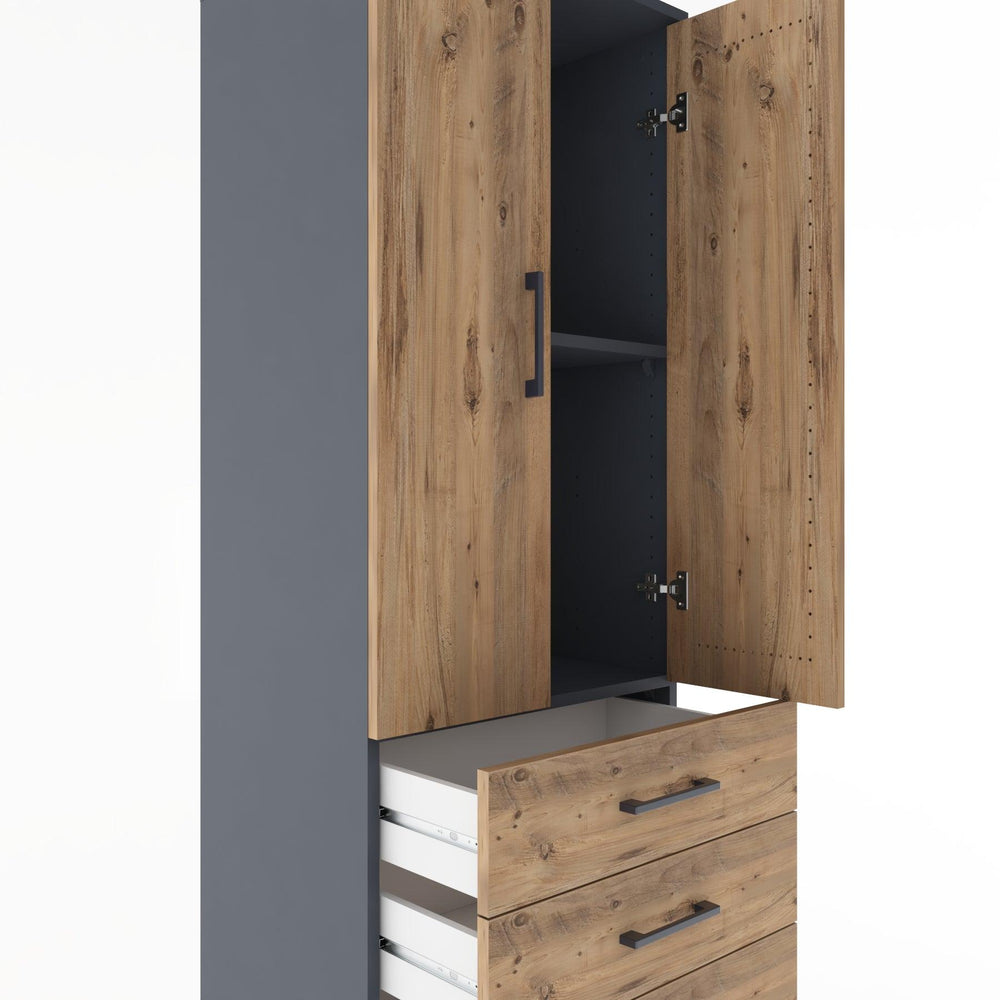 Woodntry Modular Cabinet Anthracite 60x44x170 cm with Doors and Drawers KC5-2