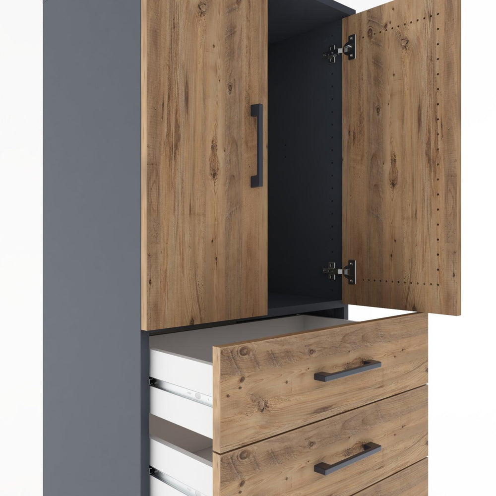 Woodntry Modular Cabinet Anthracite 60x44x170 cm with Doors and Drawers KC12-2