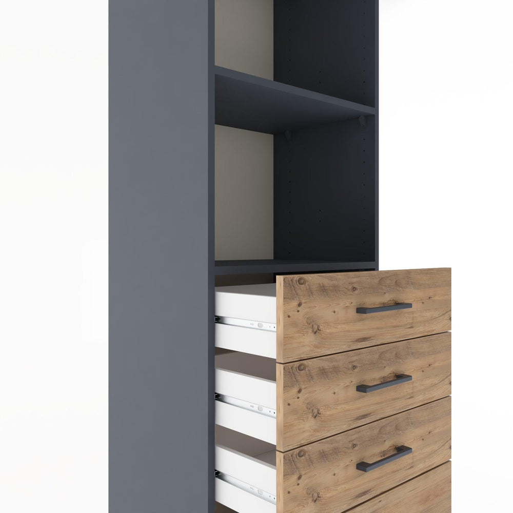 Woodntry Modüler Dolap Antrasit 60x44x170 cm Çekmeceli ve Raflı CR41-2