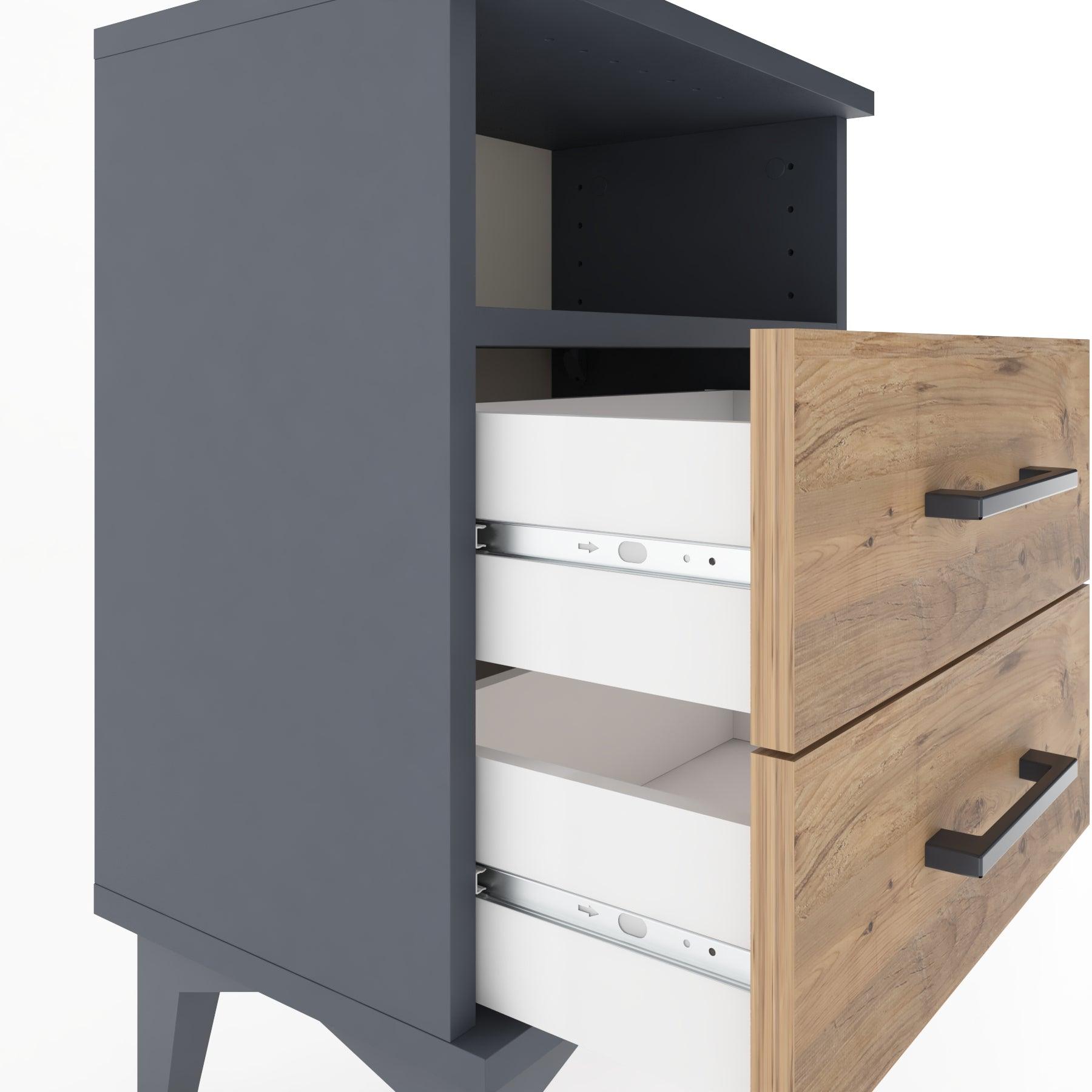 Woodntry Modüler Komodin İki Çekmeceli 44x30x52 cm Antrasit - Woodntry