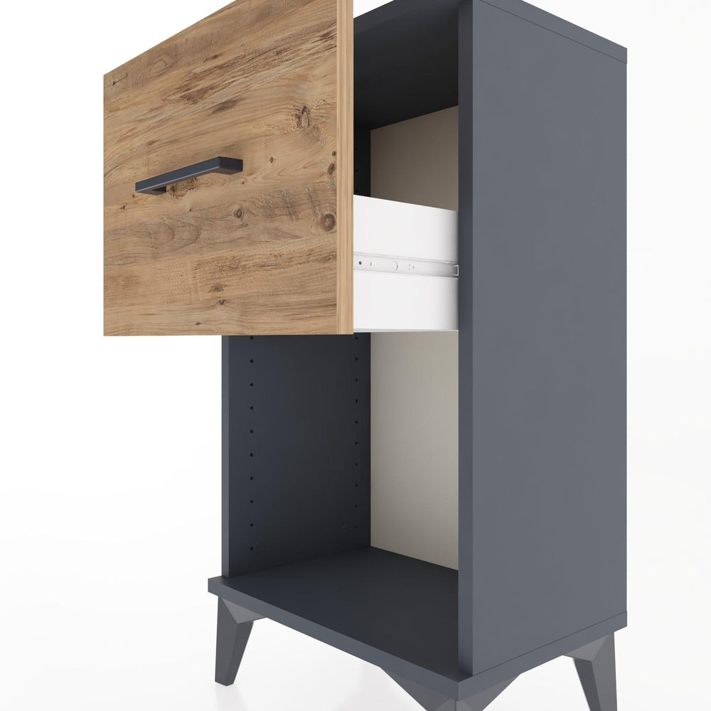 Woodntry Modüler Komodin Tek Çekmece ve Raflı V1 44x30x68 cm Antrasit - Woodntry