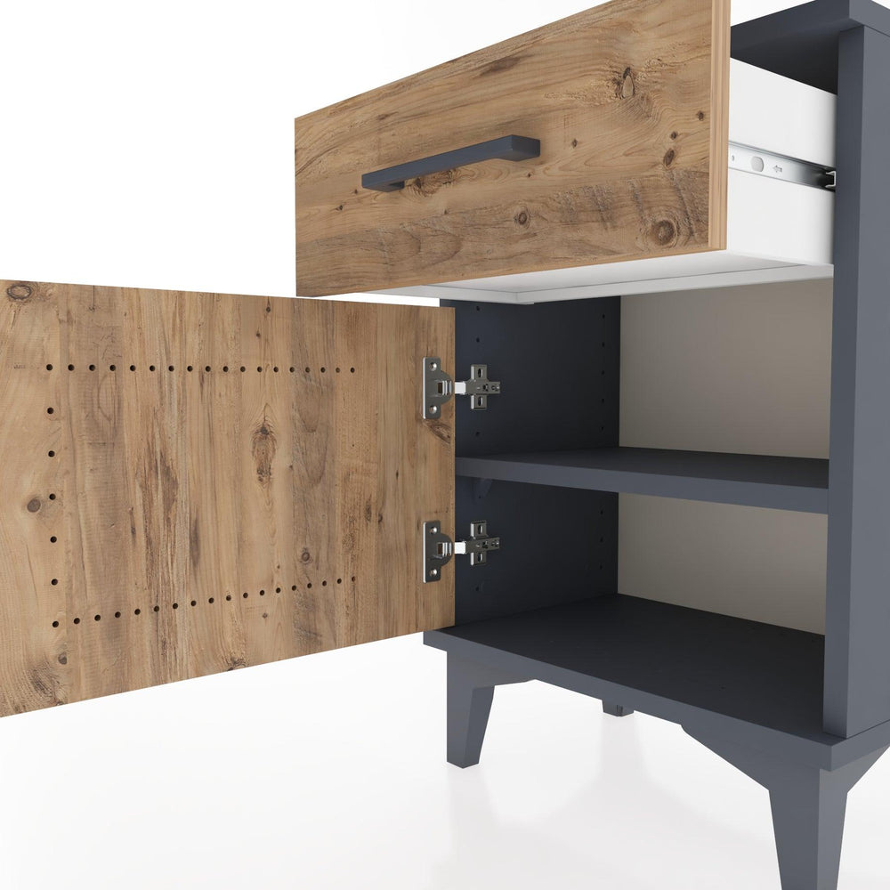 Woodntry Modüler Komodin Çekmece ve Kapaklı 44x30x52 cm Antrasit - Woodntry