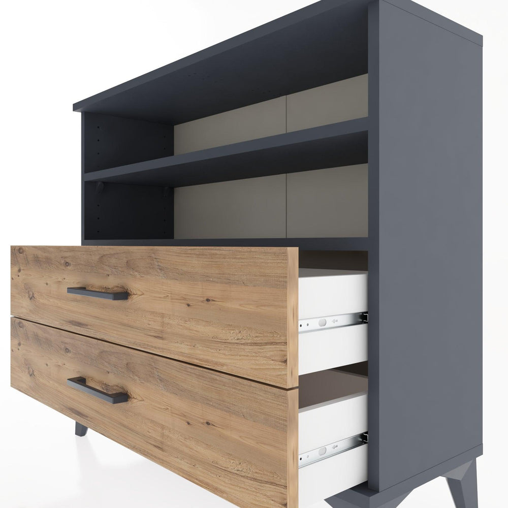 Woodntry Modüler Şifonyer İki Çekmeceli V2 88x30x68 cm Antrasit - Woodntry