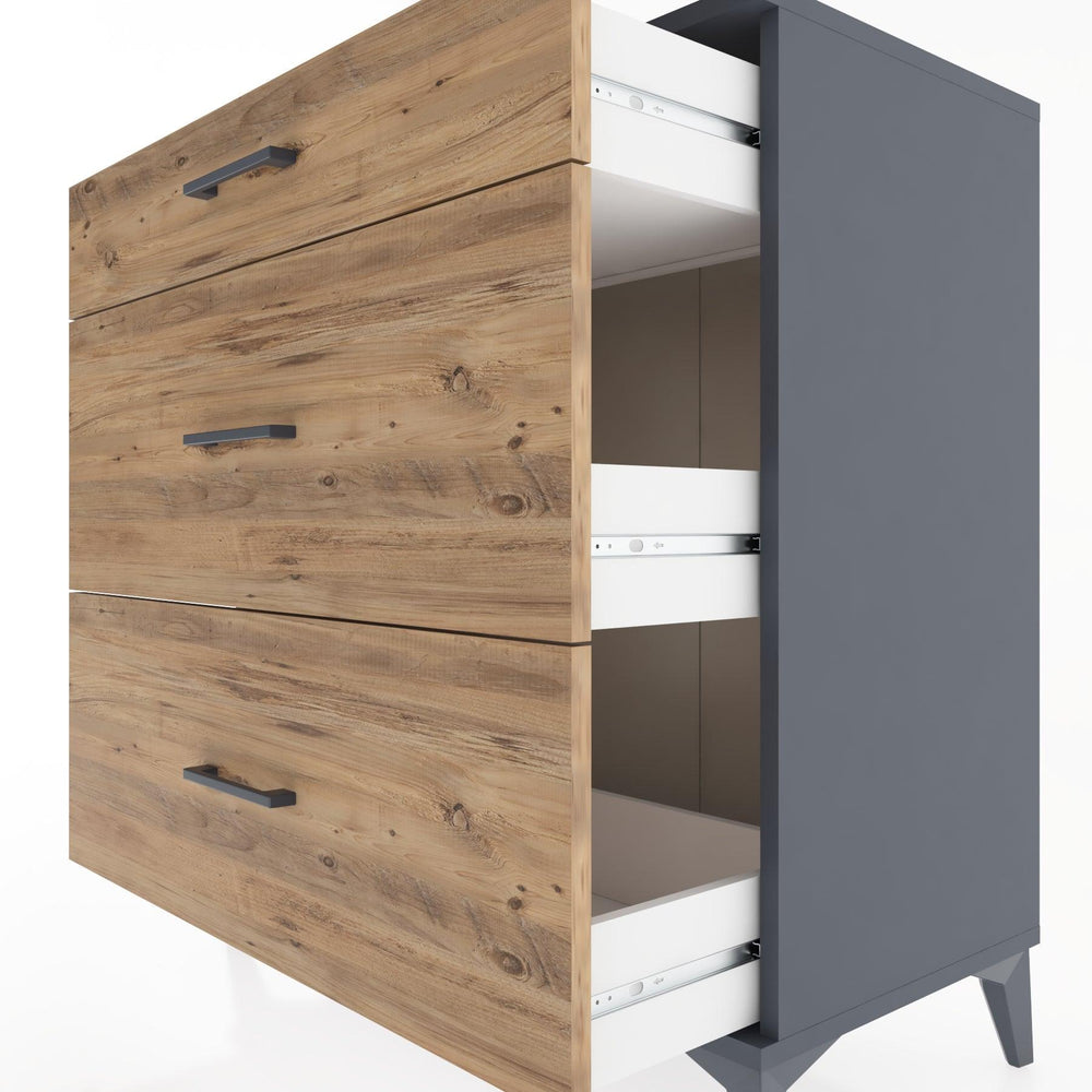 Woodntry Modüler Şifonyer Antrasit 88x44x84 cm Çekmeceli C5-2