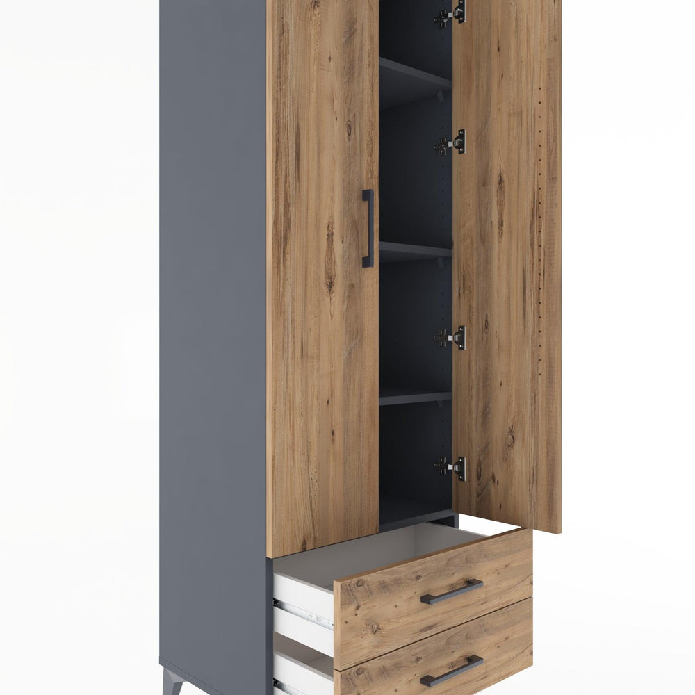 Woodntry Modular Cabinet Anthracite 60x44x170 cm with Doors and Drawers KC7-2