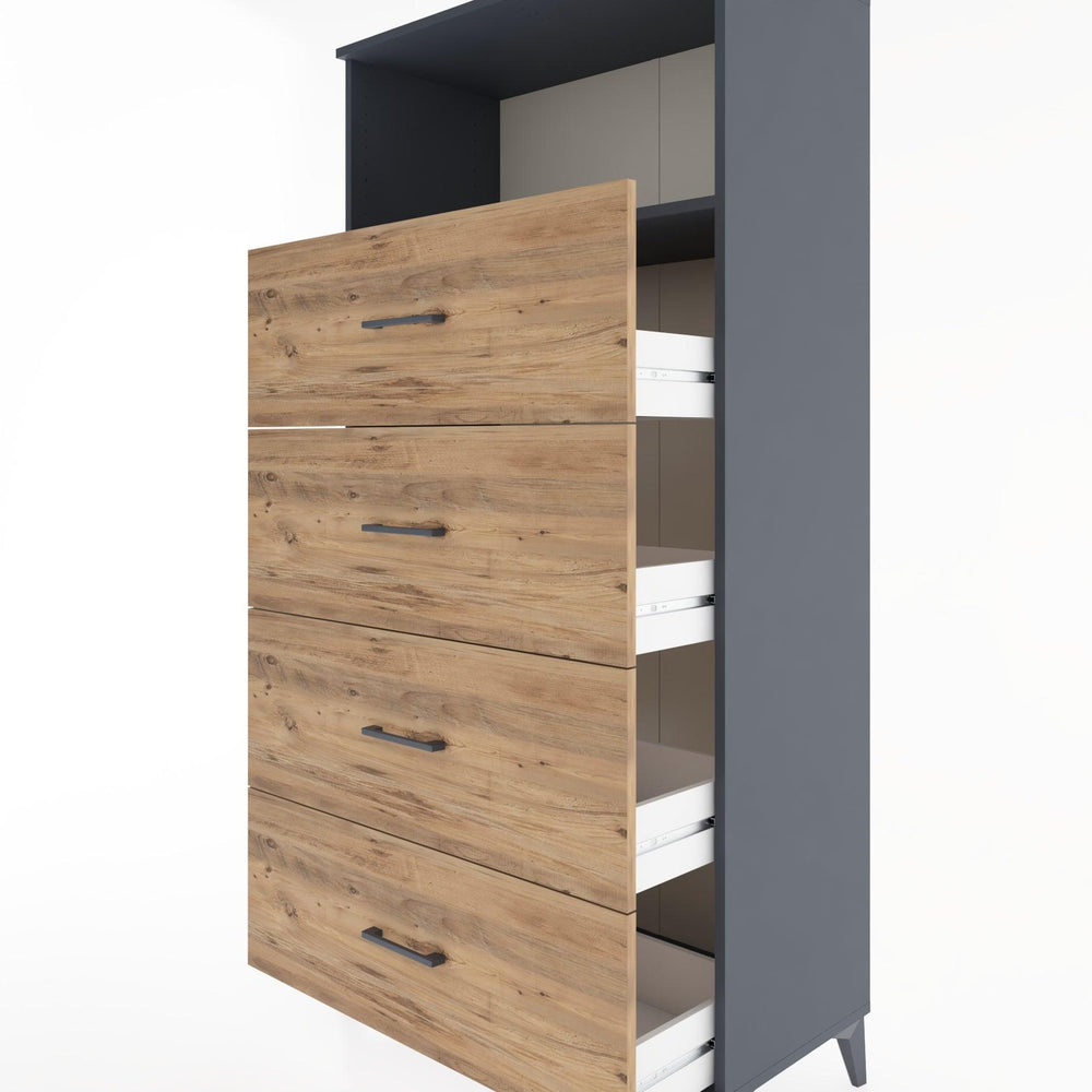 Woodntry Modüler Dolap Antrasit 88x44x170 cm Çekmeceli ve Raflı CR53-2