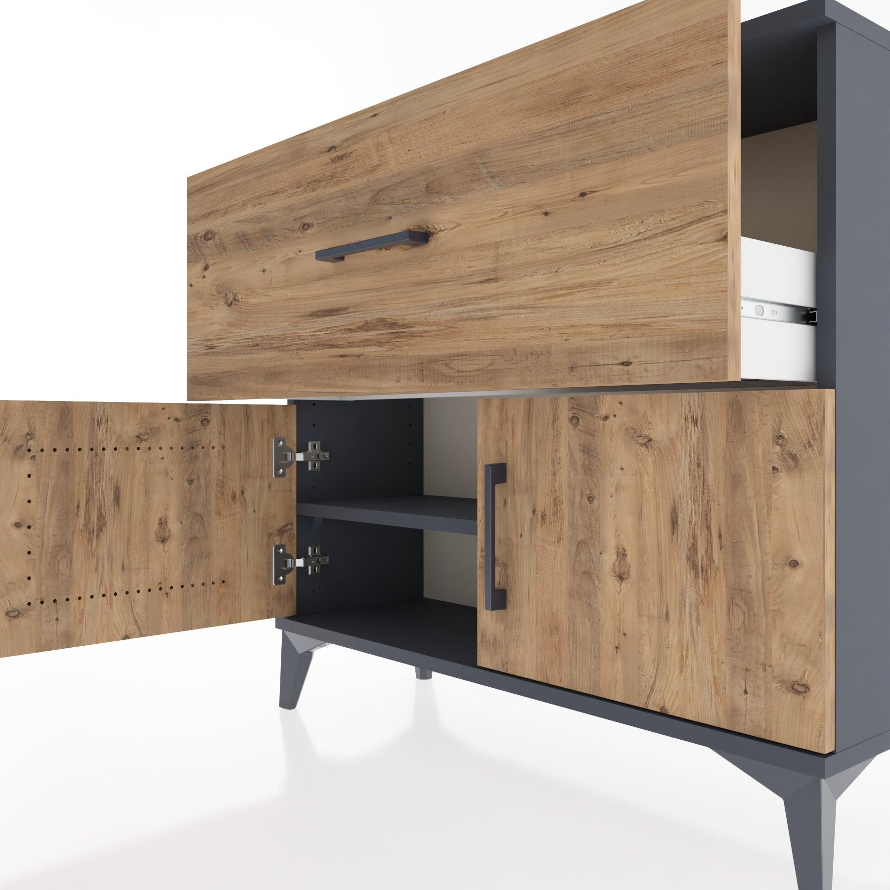 Woodntry Modüler Şifonyer Çekmece ve Kapaklı V2 88x30x68 cm Antrasit - Woodntry
