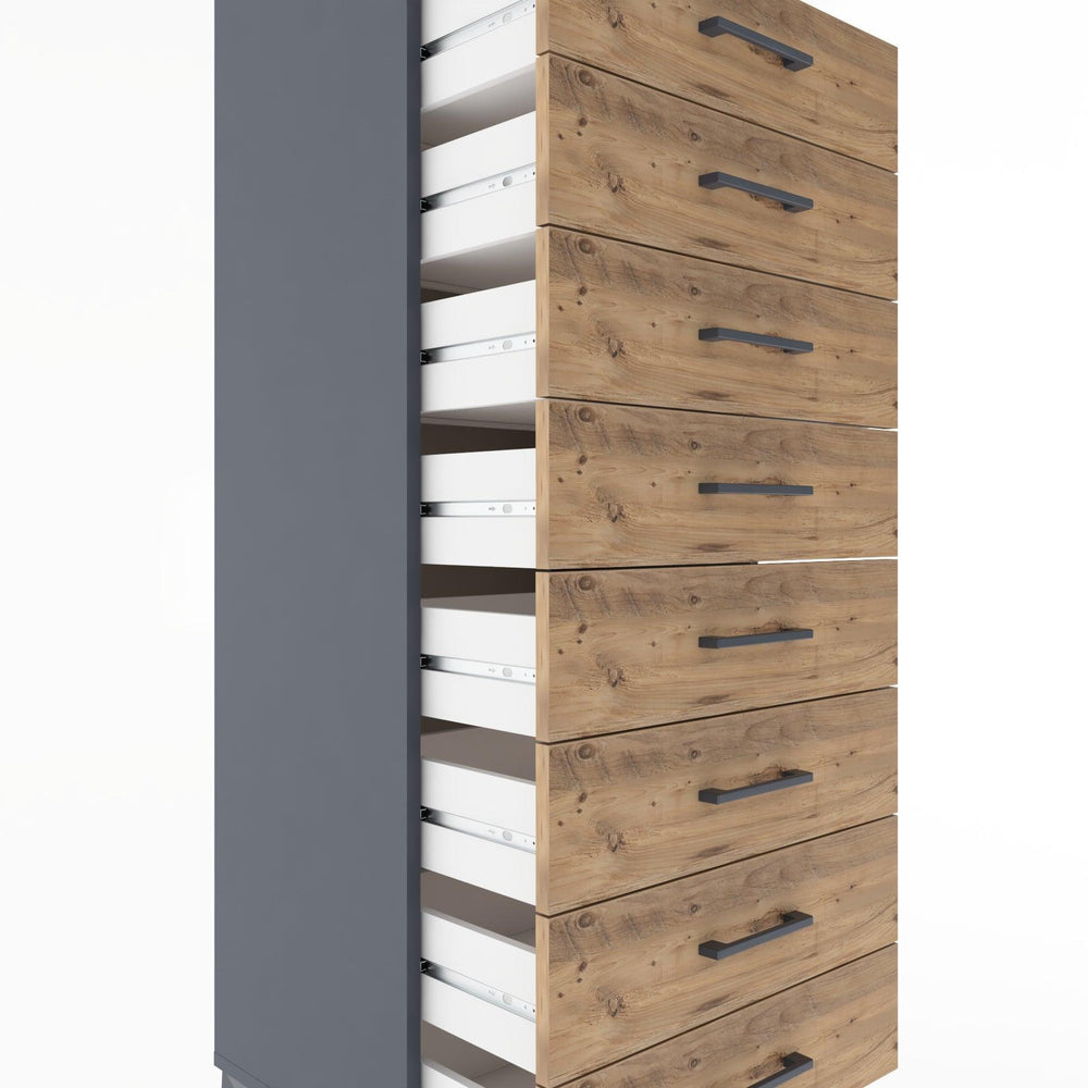 Woodntry Modüler Dolap Antrasit 60x44x170 cm Çekmeceli ve Raflı CR32-2