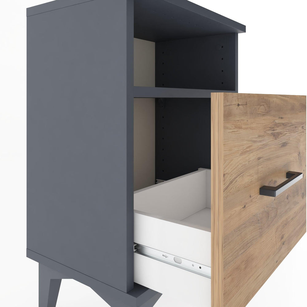 Woodntry Modüler Komodin Raf ve Çekmece 44x30x52 cm Antrasit - Woodntry