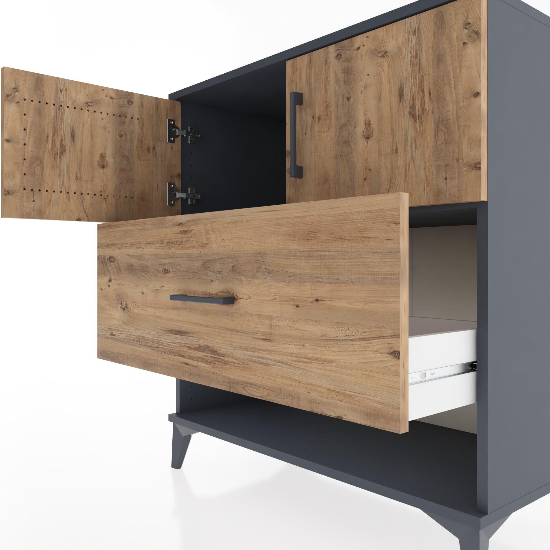 Woodntry Modular Dresser Anthracite 88x44x84 cm Functional F120-2
