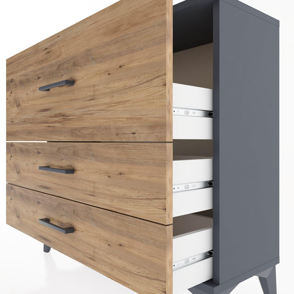 Woodntry Modüler Şifonyer Üç Çekmeceli V4 88x30x68 cm Antrasit - Woodntry