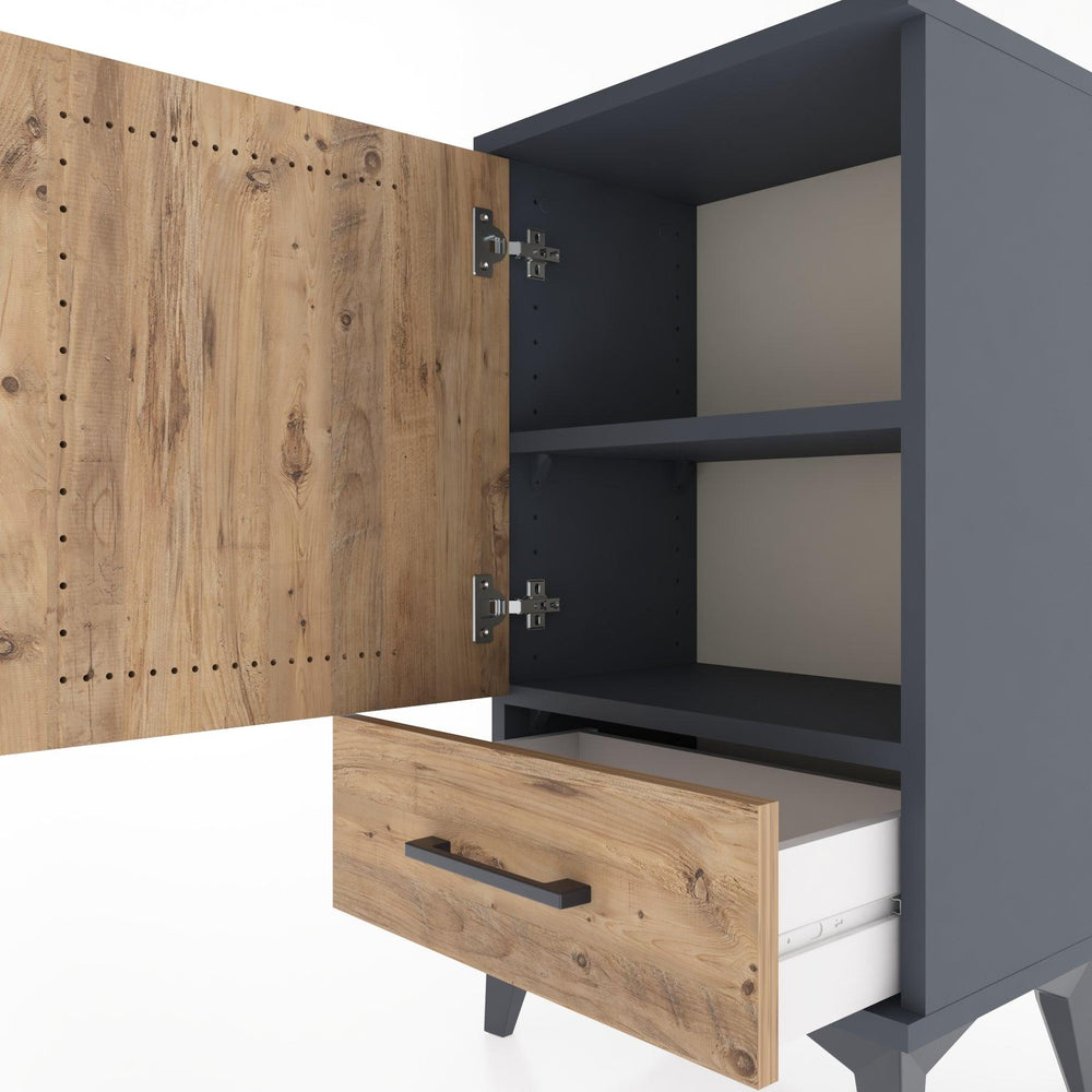 Woodntry Modüler Komodin Çekmece ve Kapaklı V3 44x30x68 cm Antrasit - Woodntry