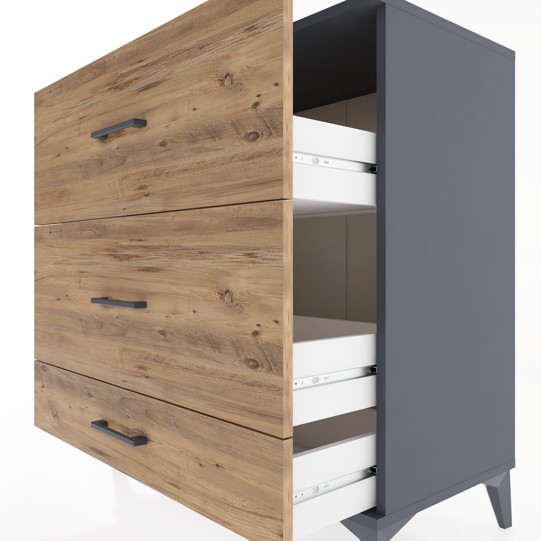 Woodntry Modüler Şifonyer Antrasit 88x44x84 cm Çekmeceli C6-2