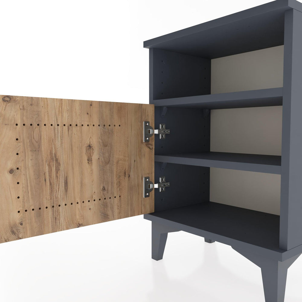 Woodntry Modüler Komodin Raf ve Tek Kapaklı 44x30x52 cm Antrasit - Woodntry